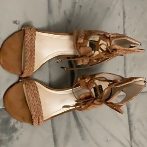 White House Black Market Tan Suede Heels “serenity”